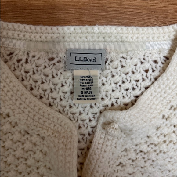 L.L. Bean Women's Ivory Knit Cardigan - Picture 3 of 4